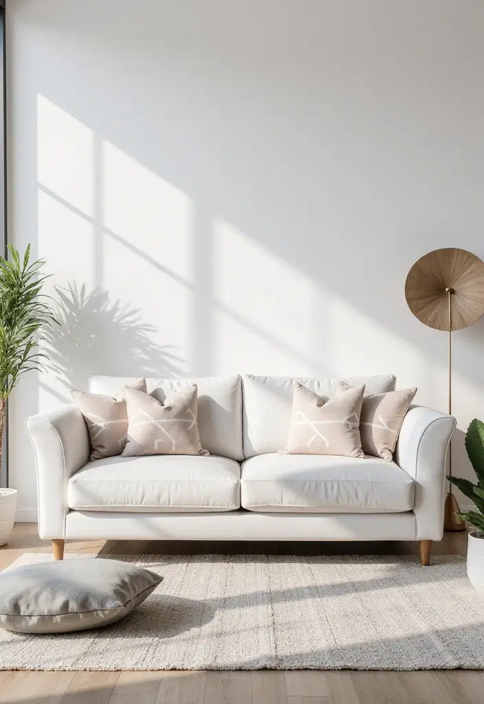 27 White Couch Pillow Ideas for a Clean Modern Feel 2 27 White Couch Pillow Ideas for a Clean Modern Feel - 2. Minimalist Geometric Patterns