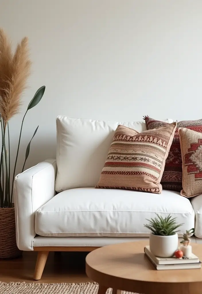 27 White Couch Pillow Ideas for a Clean Modern Feel 22 27 White Couch Pillow Ideas for a Clean Modern Feel - 22. Ethnic-Inspired Designs