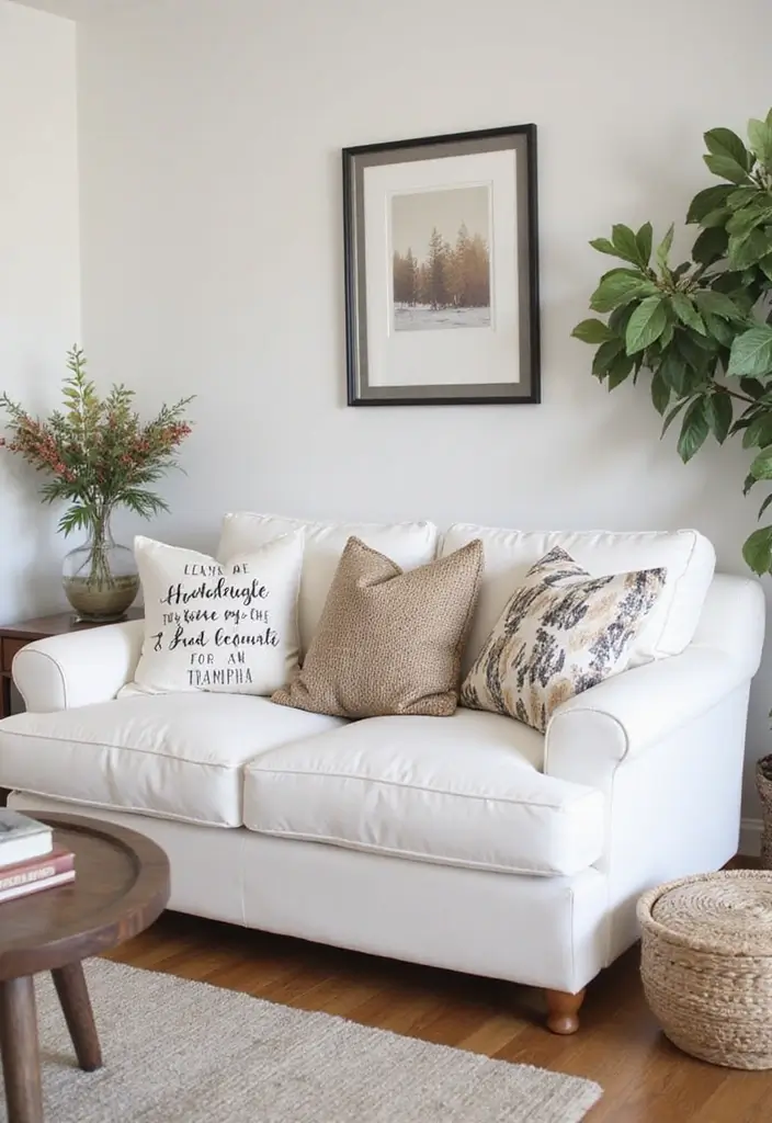 27 White Couch Pillow Ideas for a Clean Modern Feel 27 27 White Couch Pillow Ideas for a Clean Modern Feel - 27. Seasonal Inspiration