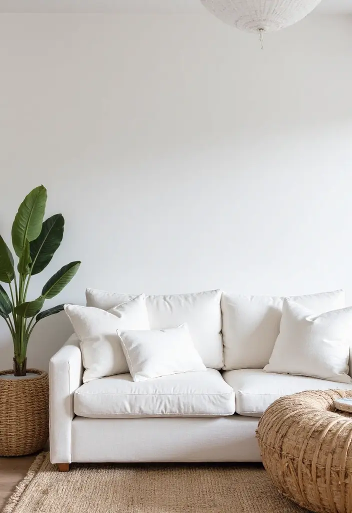 27 White Couch Pillow Ideas for a Clean Modern Feel 6 27 White Couch Pillow Ideas for a Clean Modern Feel - 6. Bold White and Rattan Combinations
