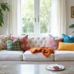 27 White Couch with Colorful Pillows Bright and Playful Decor Ideas
