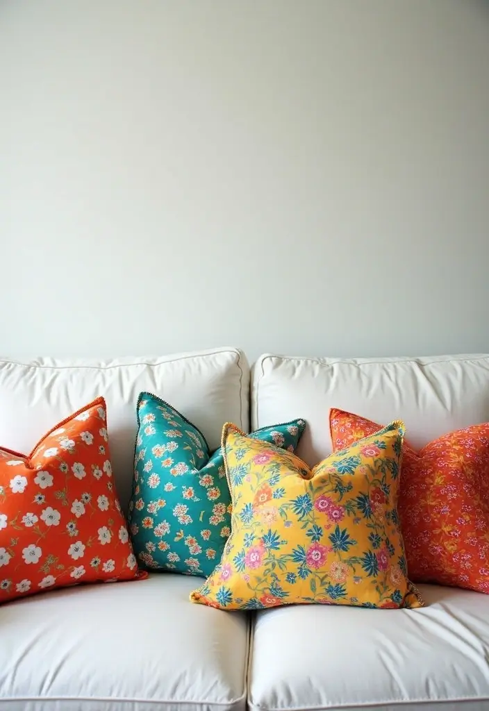 27 White Couch with Colorful Pillows Bright and Playful Decor Ideas 24 27 White Couch with Colorful Pillows Bright and Playful Decor Ideas - 24. Retro Revival
