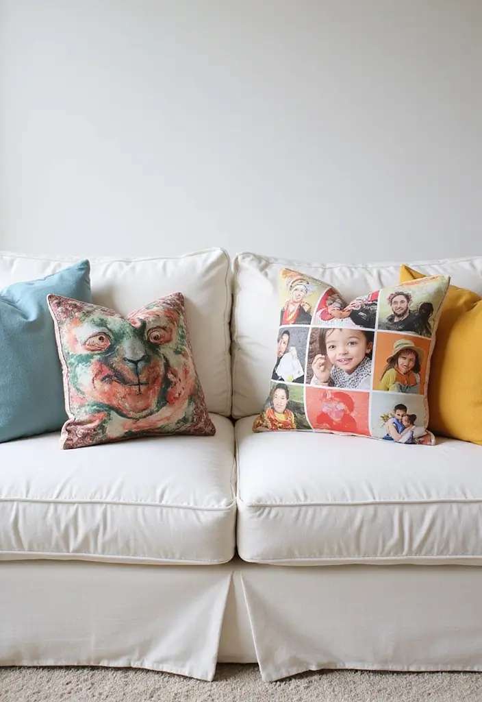 27 White Couch with Colorful Pillows Bright and Playful Decor Ideas 27 27 White Couch with Colorful Pillows Bright and Playful Decor Ideas - 27. Personalized Touches
