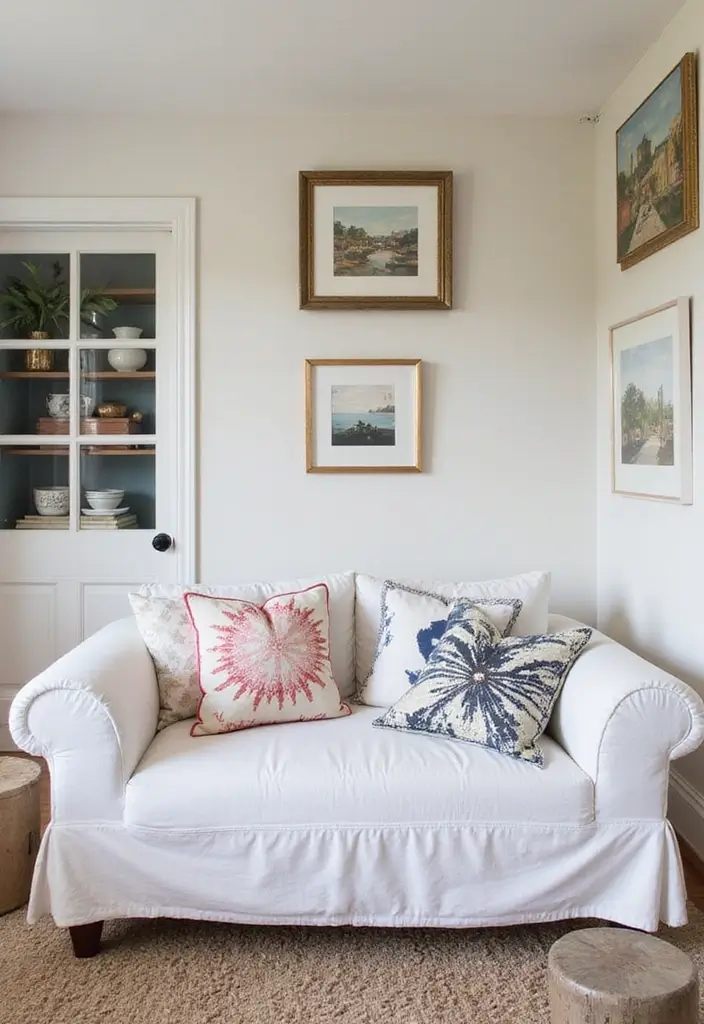 27 White Couch with Colorful Pillows Bright and Playful Decor Ideas 8 27 White Couch with Colorful Pillows Bright and Playful Decor Ideas - 8. Artistic Flair