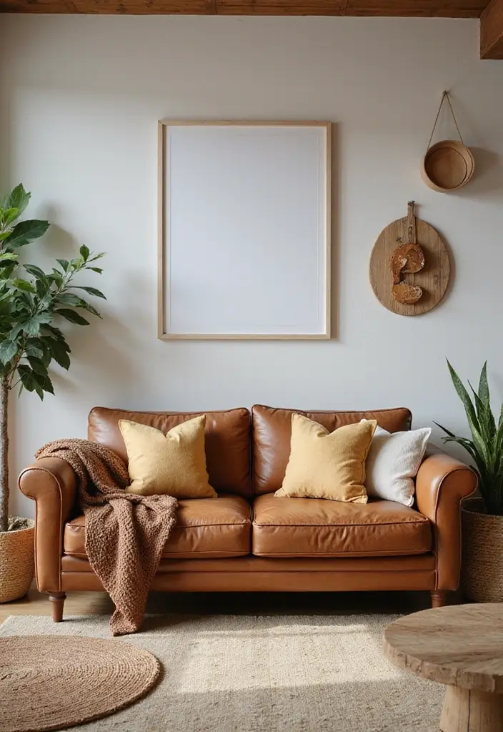 28 Brown Leather Couch Pillow Ideas That Add Texture and Warmth 14 28 Brown Leather Couch Pillow Ideas That Add Texture and Warmth - 14. Natural Fiber Pillows