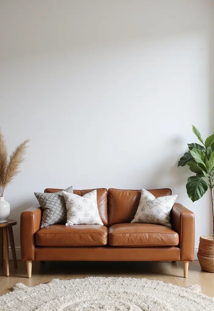 28 Brown Leather Couch Pillow Ideas That Add Texture and Warmth 21 28 Brown Leather Couch Pillow Ideas That Add Texture and Warmth - 21. Minimalist Aesthetics