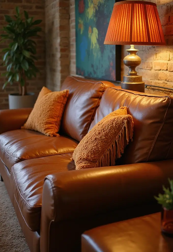 28 Brown Leather Couch Pillow Ideas That Add Texture and Warmth 23 28 Brown Leather Couch Pillow Ideas That Add Texture and Warmth - 23. Statement Fringe Details