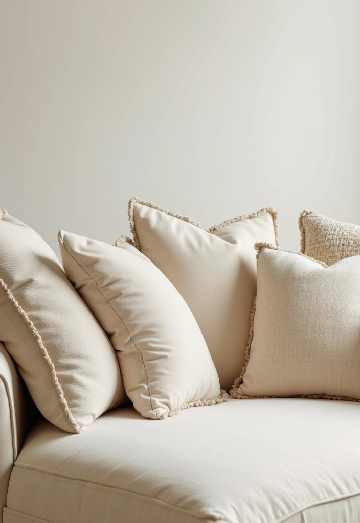28 Cream Couch Pillow Color Schemes That Feel Calm and Modern 1 28 Cream Couch Pillow Color Schemes That Feel Calm and Modern - 1. Soft Beige and Cream Duo