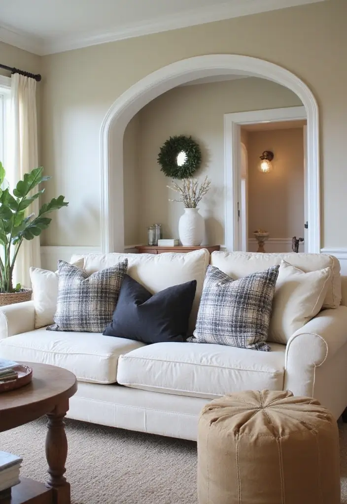 28 Cream Couch Pillow Color Schemes That Feel Calm and Modern 25 28 Cream Couch Pillow Color Schemes That Feel Calm and Modern - 25. Cream and Charcoal Plaid