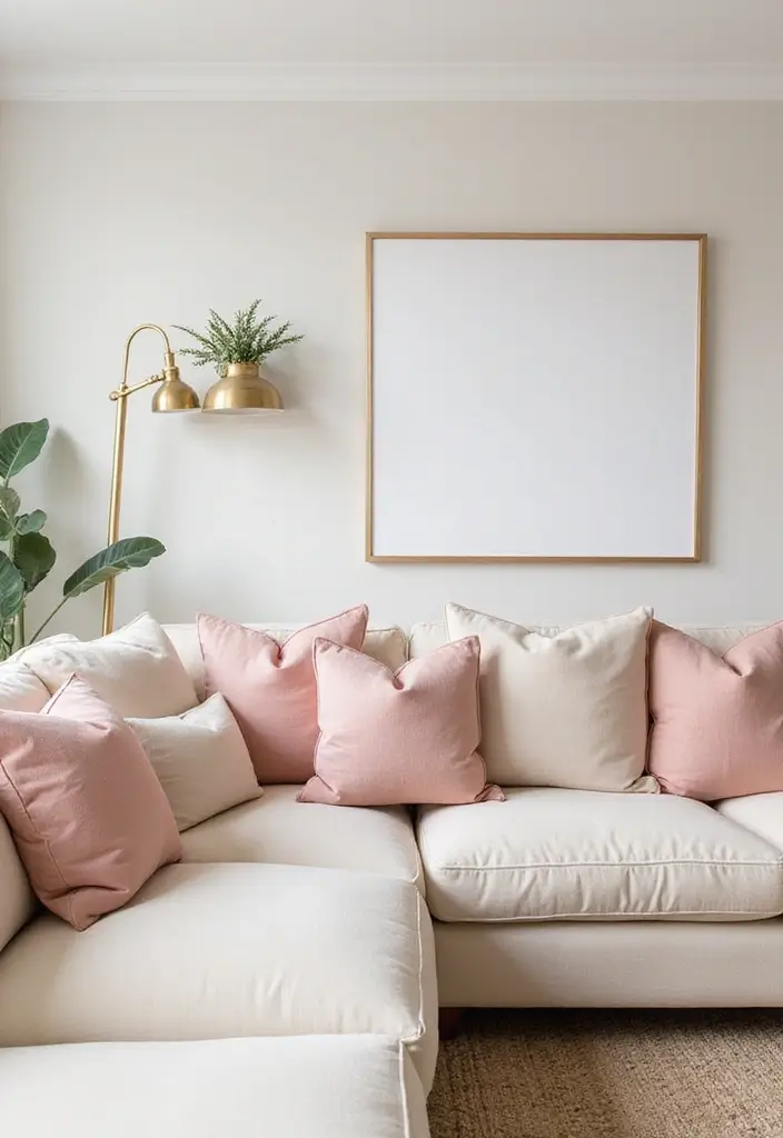 28 Cream Couch Pillow Color Schemes That Feel Calm and Modern 26 28 Cream Couch Pillow Color Schemes That Feel Calm and Modern - 26. Soft Pink and Cream