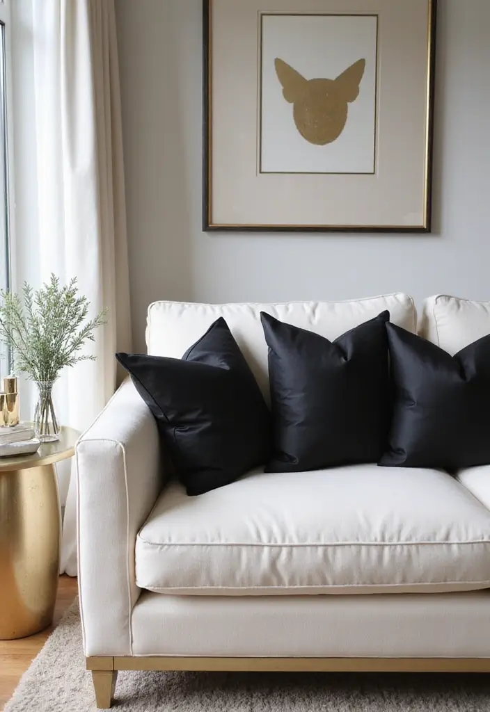 28 Cream Couch Pillow Color Schemes That Feel Calm and Modern 28 28 Cream Couch Pillow Color Schemes That Feel Calm and Modern - 28. Cream and Jet Black