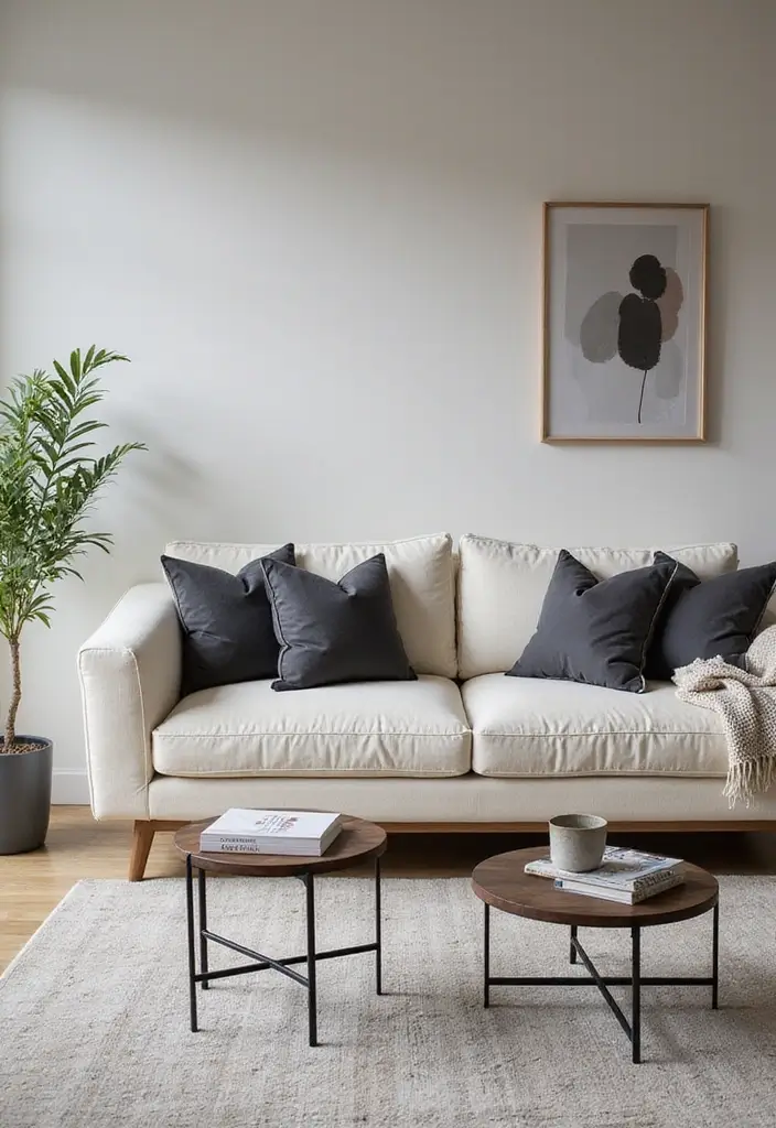 28 Cream Couch Pillow Color Schemes That Feel Calm and Modern 4 28 Cream Couch Pillow Color Schemes That Feel Calm and Modern - 4. Deep Grays with Cream