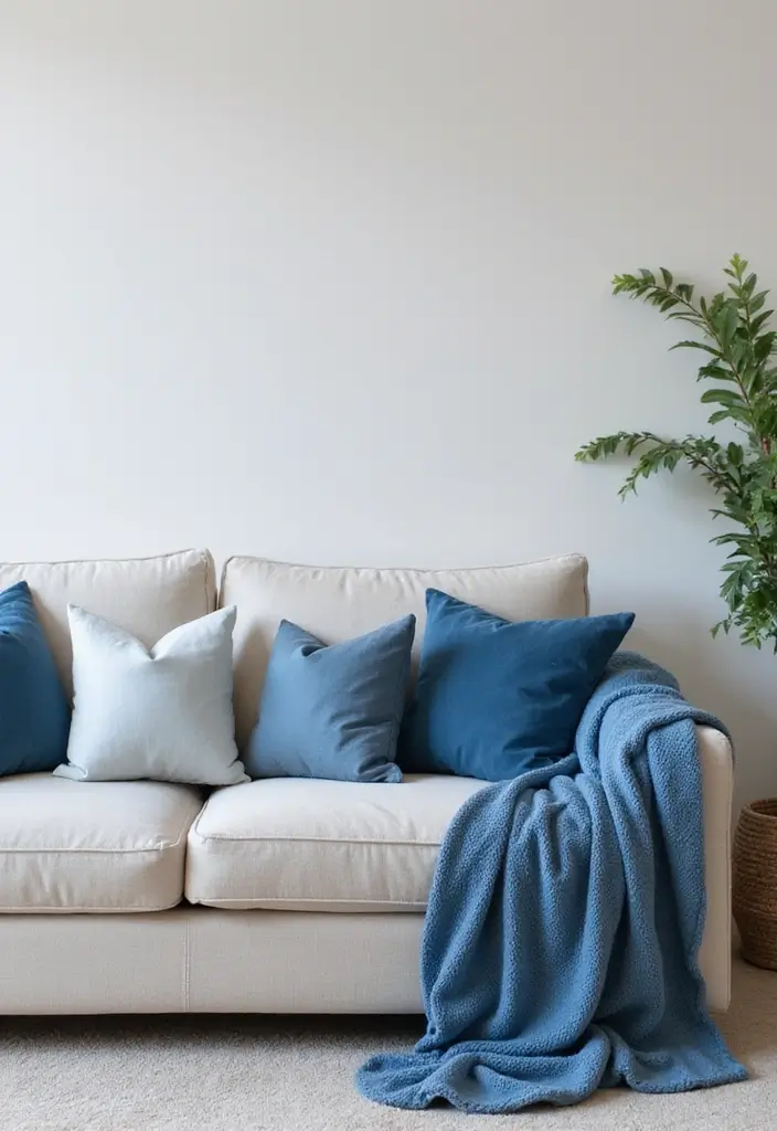 28 Cream Couch Pillow Color Schemes That Feel Calm and Modern 6 28 Cream Couch Pillow Color Schemes That Feel Calm and Modern - 6. Cool Blues and Cream