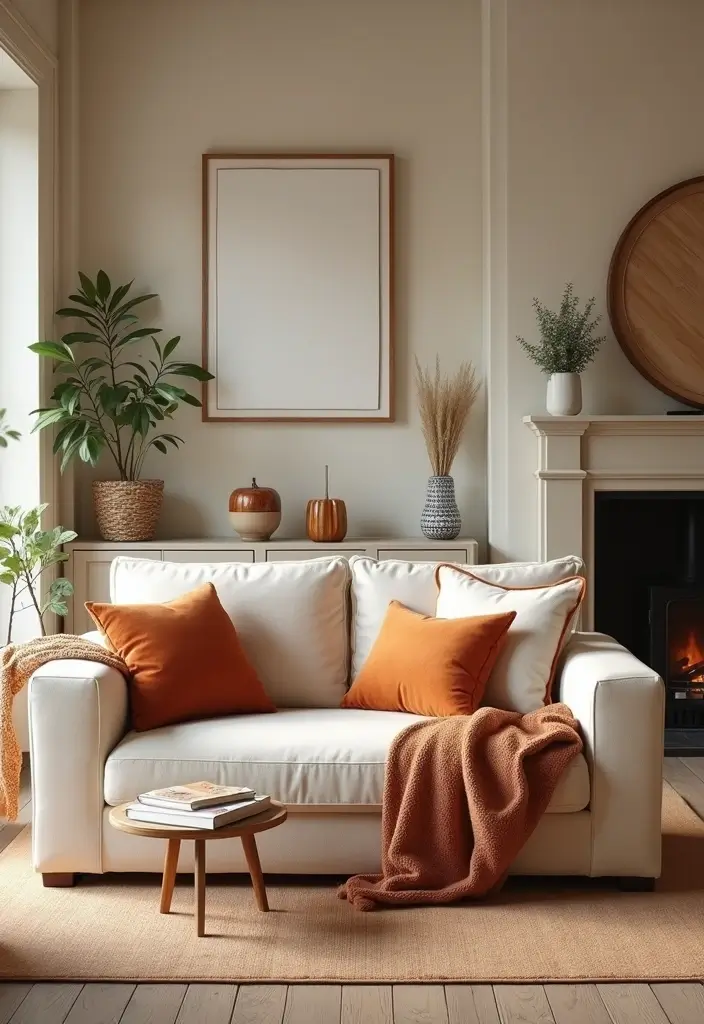28 Cream Couch Pillow Color Schemes That Feel Calm and Modern 7 28 Cream Couch Pillow Color Schemes That Feel Calm and Modern - 7. Warm Rust and Cream
