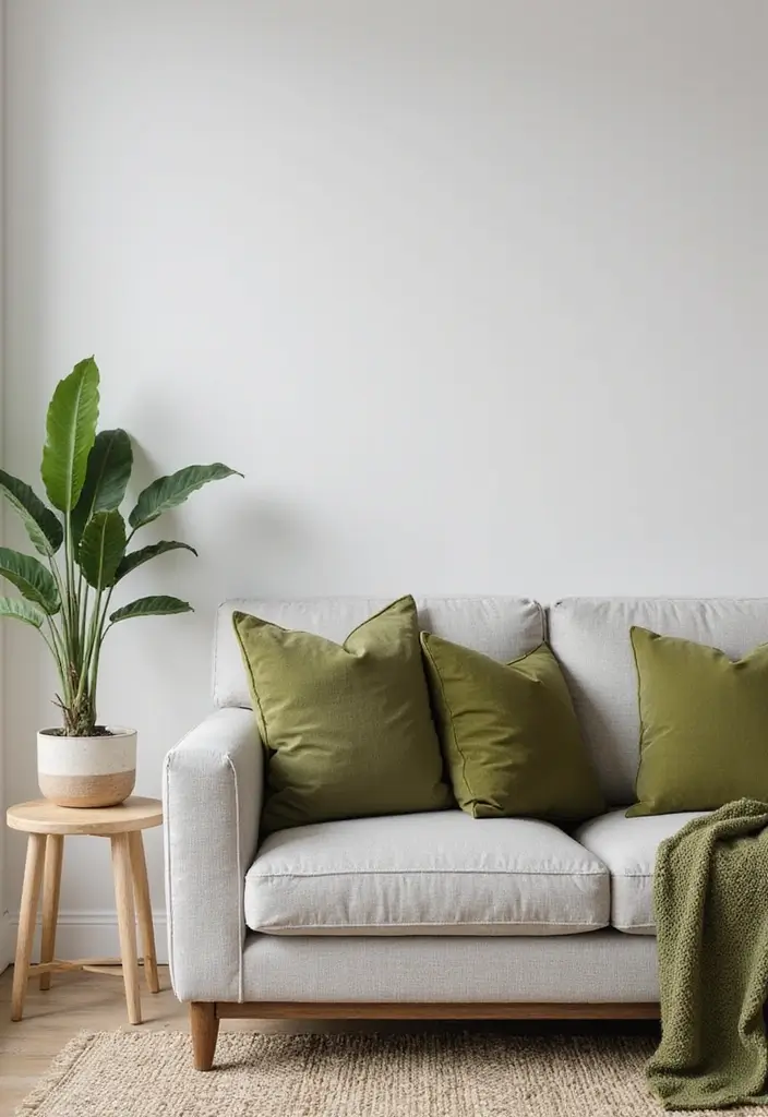 28 Gray Couch with Green Pillows Combinations That Feel Inviting 1 28 Gray Couch with Green Pillows Combinations That Feel Inviting - 1. Soft Olive Green Pillows