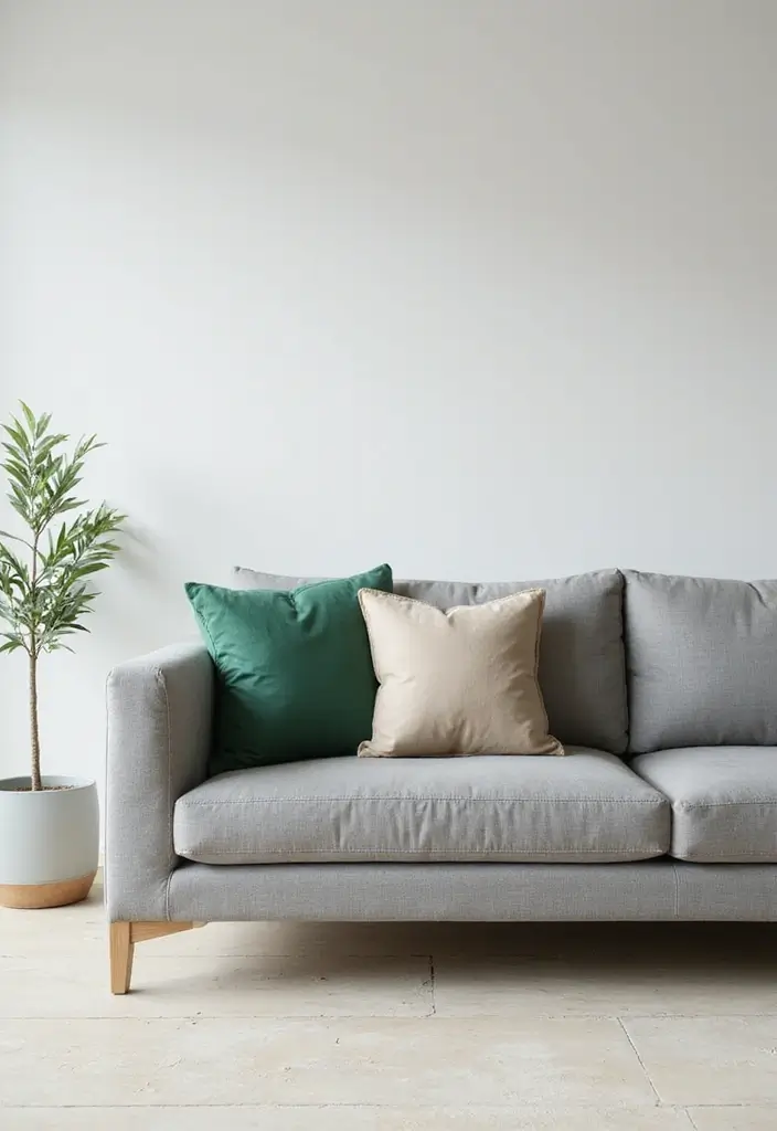 28 Gray Couch with Green Pillows Combinations That Feel Inviting 15 28 Gray Couch with Green Pillows Combinations That Feel Inviting - 15. Simple Neutral Pairings