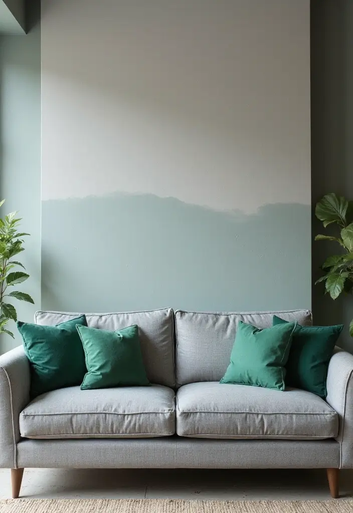 28 Gray Couch with Green Pillows Combinations That Feel Inviting 19 28 Gray Couch with Green Pillows Combinations That Feel Inviting - 19. Green and Gray Ombre Effect