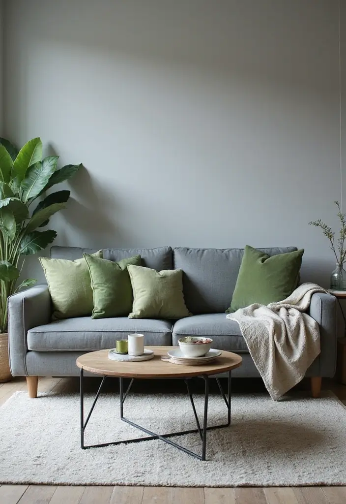 28 Gray Couch with Green Pillows Combinations That Feel Inviting 21 28 Gray Couch with Green Pillows Combinations That Feel Inviting - 21. Monochromatic Decor Style