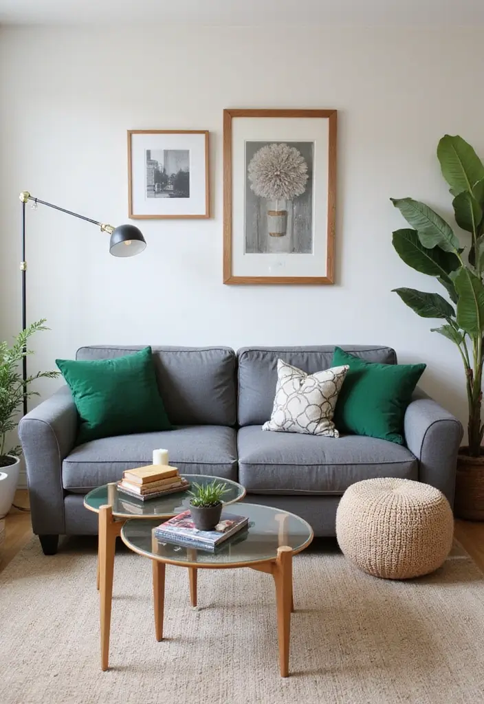 28 Gray Couch with Green Pillows Combinations That Feel Inviting 25 28 Gray Couch with Green Pillows Combinations That Feel Inviting - 25. Unique Accessories