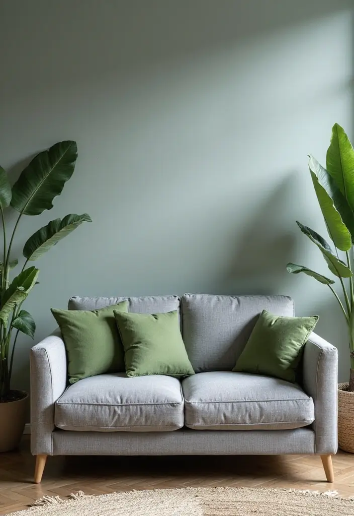 28 Gray Couch with Green Pillows Combinations That Feel Inviting 27 28 Gray Couch with Green Pillows Combinations That Feel Inviting - 27. Eco-Friendly Fabrics