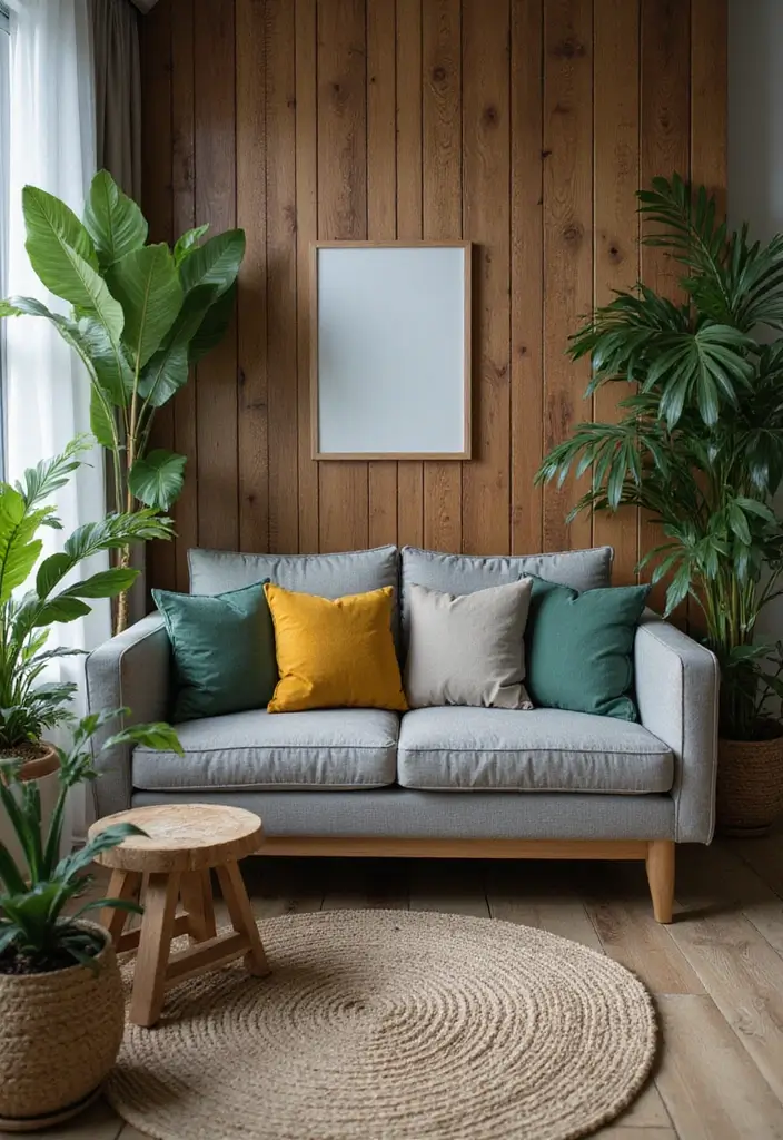 28 Gray Couch with Green Pillows Combinations That Feel Inviting 4 28 Gray Couch with Green Pillows Combinations That Feel Inviting - 4. Earthy Green Textures