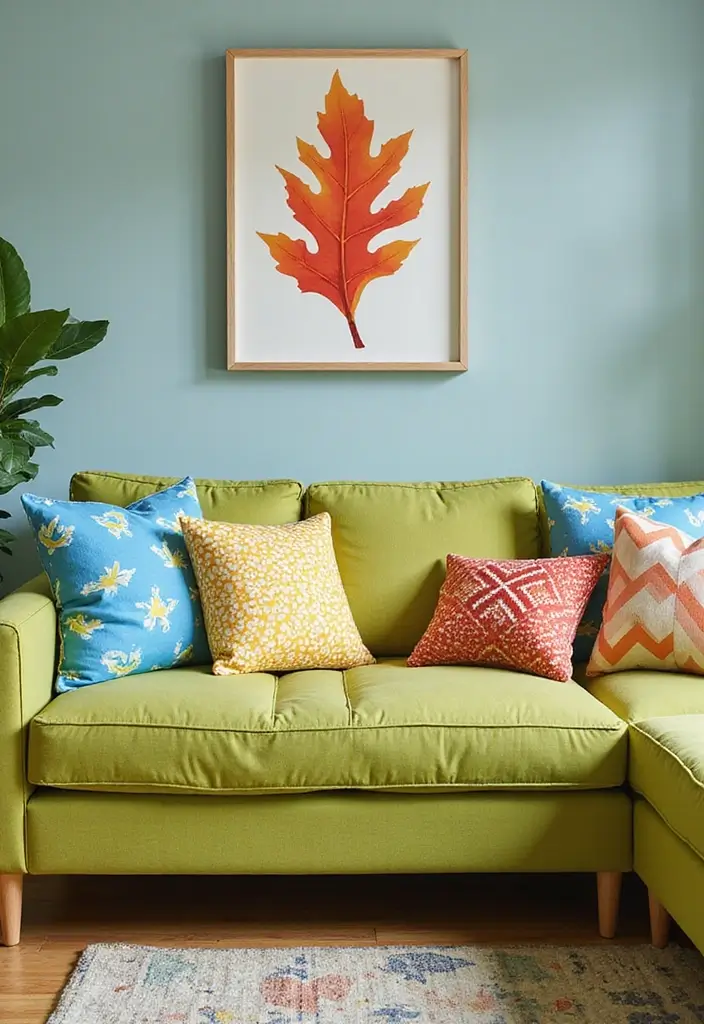 28 Green Couch with Pillows Ideas for a Fresh Cozy Vibe 23 28 Green Couch with Pillows Ideas for a Fresh Cozy Vibe - 23. Family-Friendly Fun