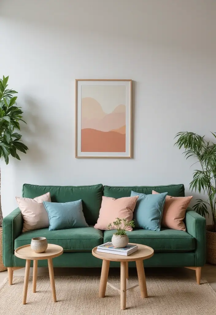28 Green Couch with Pillows Ideas for a Fresh Cozy Vibe 25 28 Green Couch with Pillows Ideas for a Fresh Cozy Vibe - 25. Nature-Inspired Colors
