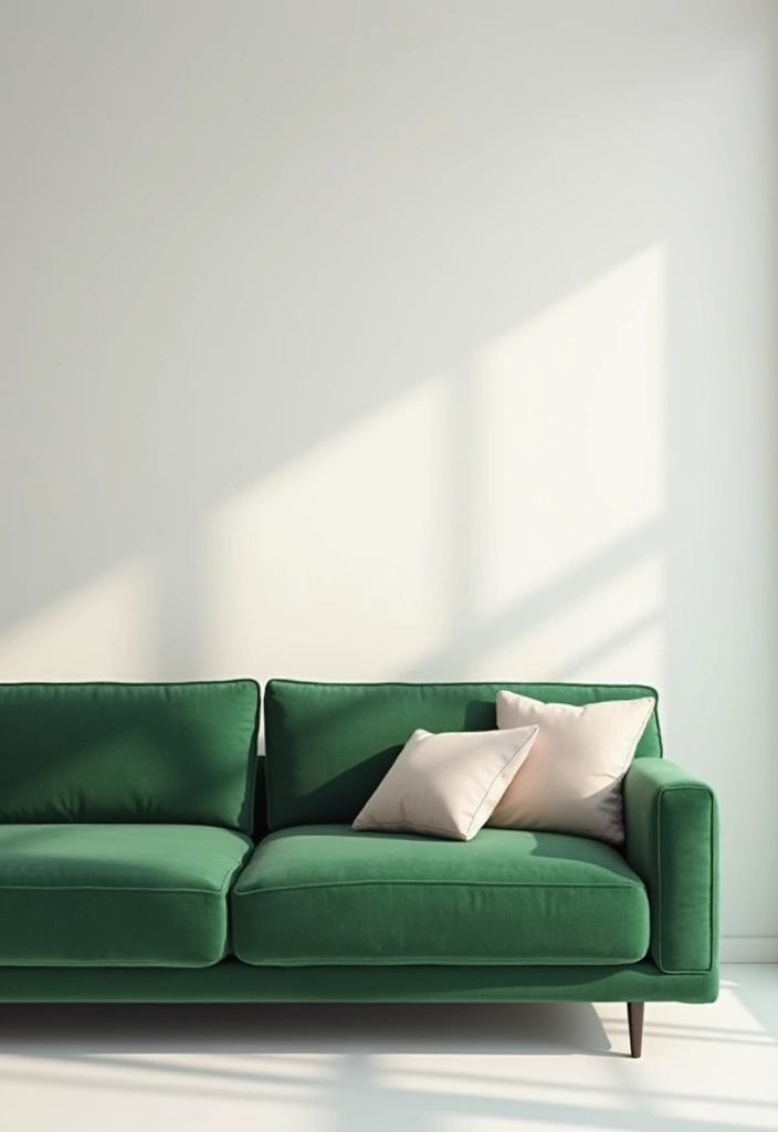 28 Green Couch with Pillows Ideas for a Fresh Cozy Vibe 7 28 Green Couch with Pillows Ideas for a Fresh Cozy Vibe - 7. Minimalist Approach
