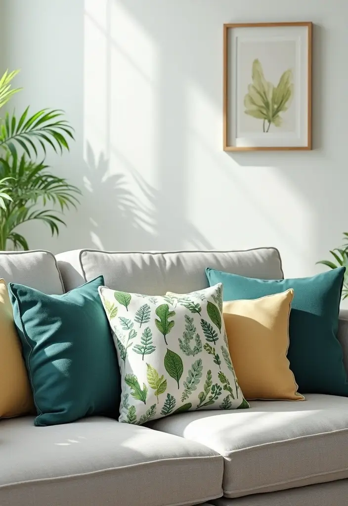 28 Grey Couch with Pillows Combinations You’ll Love 10 28 Grey Couch with Pillows Combinations You’ll Love - 10. Nature-Inspired Elements