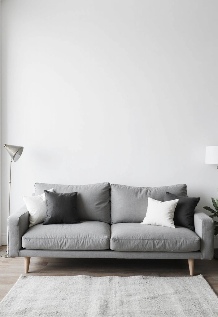28 Grey Couch with Pillows Combinations You’ll Love 12 28 Grey Couch with Pillows Combinations You’ll Love - 12. Minimalist Monochrome