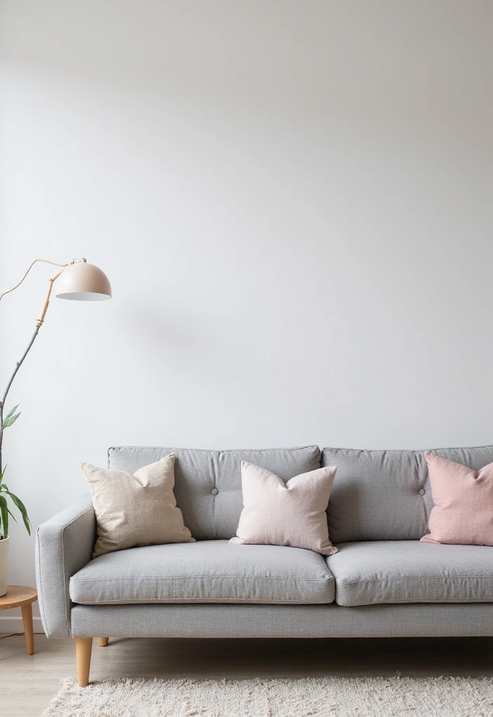 28 Grey Couch with Pillows Combinations You’ll Love 15 28 Grey Couch with Pillows Combinations You’ll Love - 15. Minimalist Scandinavian Style