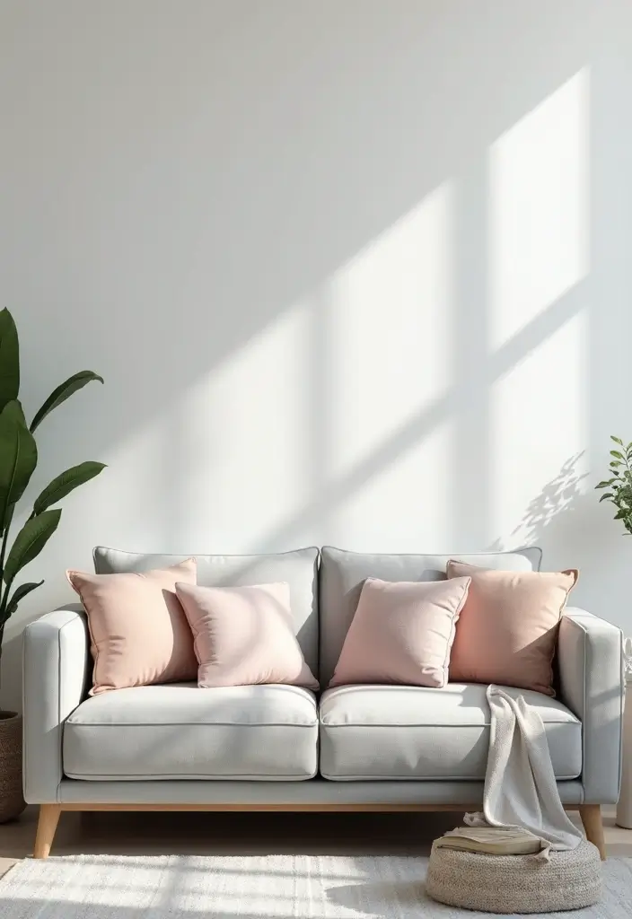 28 Grey Couch with Pillows Combinations You’ll Love 28 28 Grey Couch with Pillows Combinations You’ll Love - 28. Soft Pastels