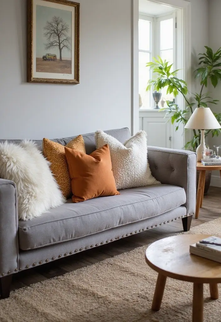 28 Grey Couch with Pillows Combinations You’ll Love 7 28 Grey Couch with Pillows Combinations You’ll Love - 7. Seasonal Switch-Up