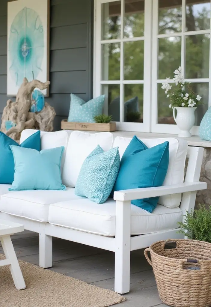 28 Outdoor Pillow Color Schemes in Blue for a Fresh Summer Look 10 28 Outdoor Pillow Color Schemes in Blue for a Fresh Summer Look - 10. Ocean Blue and Seafoam