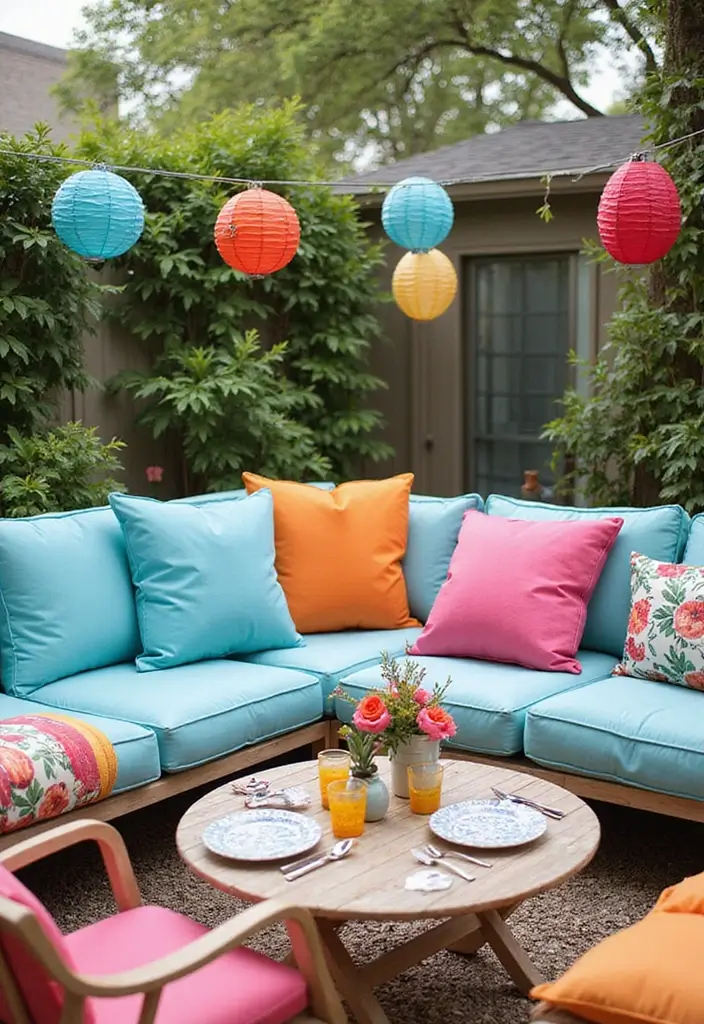 28 Outdoor Pillow Color Schemes in Blue for a Fresh Summer Look 18 28 Outdoor Pillow Color Schemes in Blue for a Fresh Summer Look - 18. Ice Blue and Berry Tones