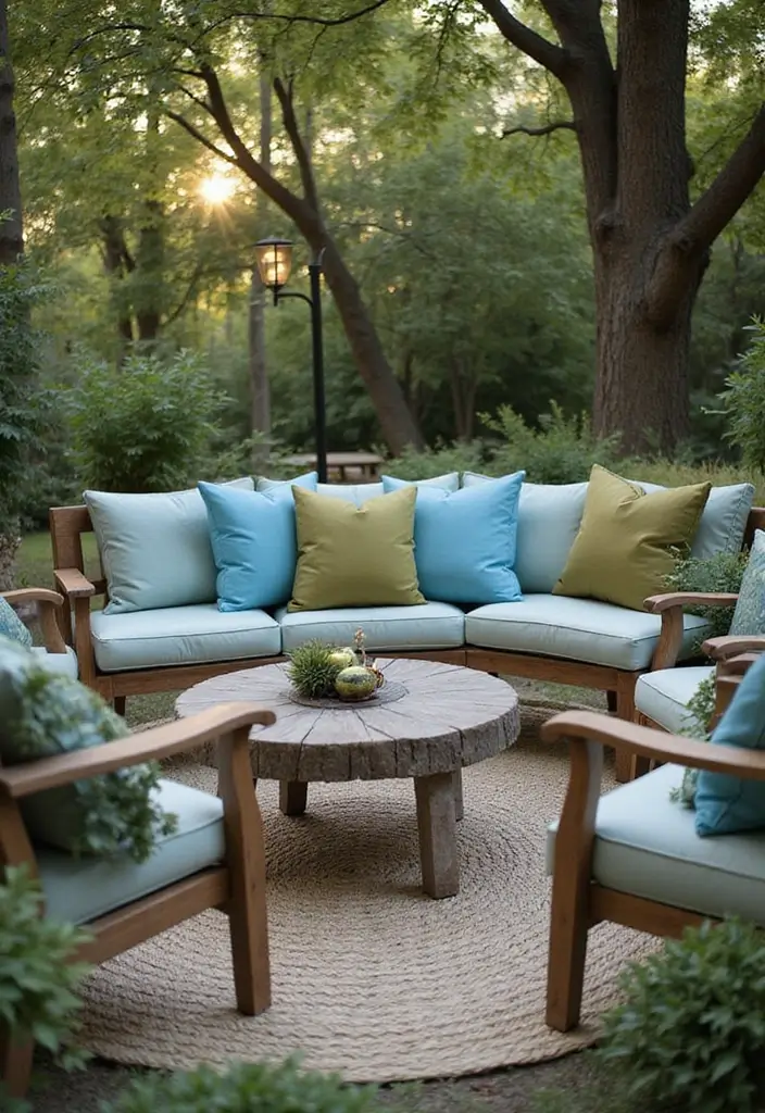 28 Outdoor Pillow Color Schemes in Blue for a Fresh Summer Look 20 28 Outdoor Pillow Color Schemes in Blue for a Fresh Summer Look - 20. Sky Blue and Olive Green