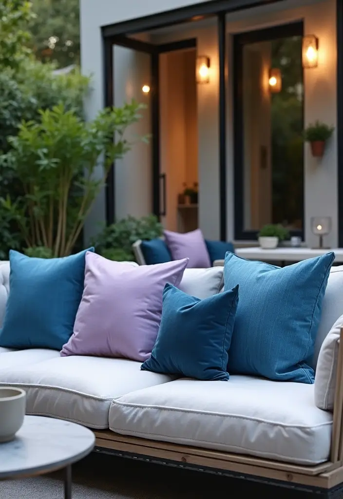 28 Outdoor Pillow Color Schemes in Blue for a Fresh Summer Look 25 28 Outdoor Pillow Color Schemes in Blue for a Fresh Summer Look - 25. Steel Blue and Lavender