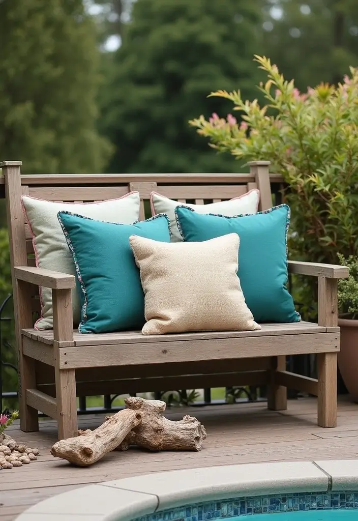 28 Outdoor Pillow Color Schemes in Blue for a Fresh Summer Look 4 28 Outdoor Pillow Color Schemes in Blue for a Fresh Summer Look - 4. Teal and Sand