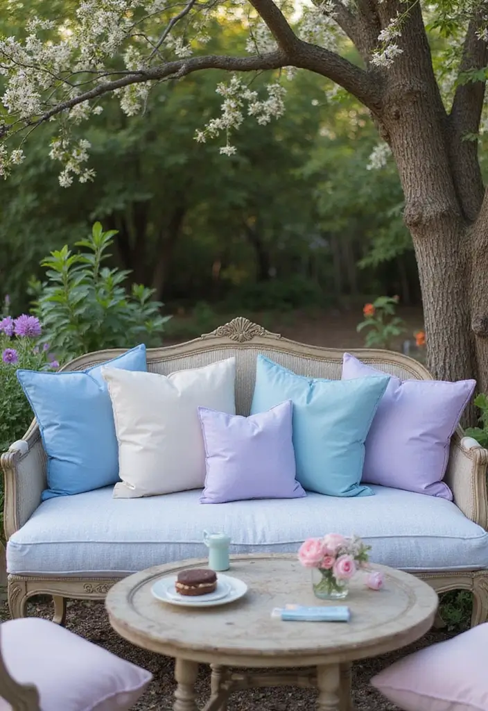 28 Outdoor Pillow Color Schemes in Blue for a Fresh Summer Look 8 28 Outdoor Pillow Color Schemes in Blue for a Fresh Summer Look - 8. Pastel Blue and Lavender