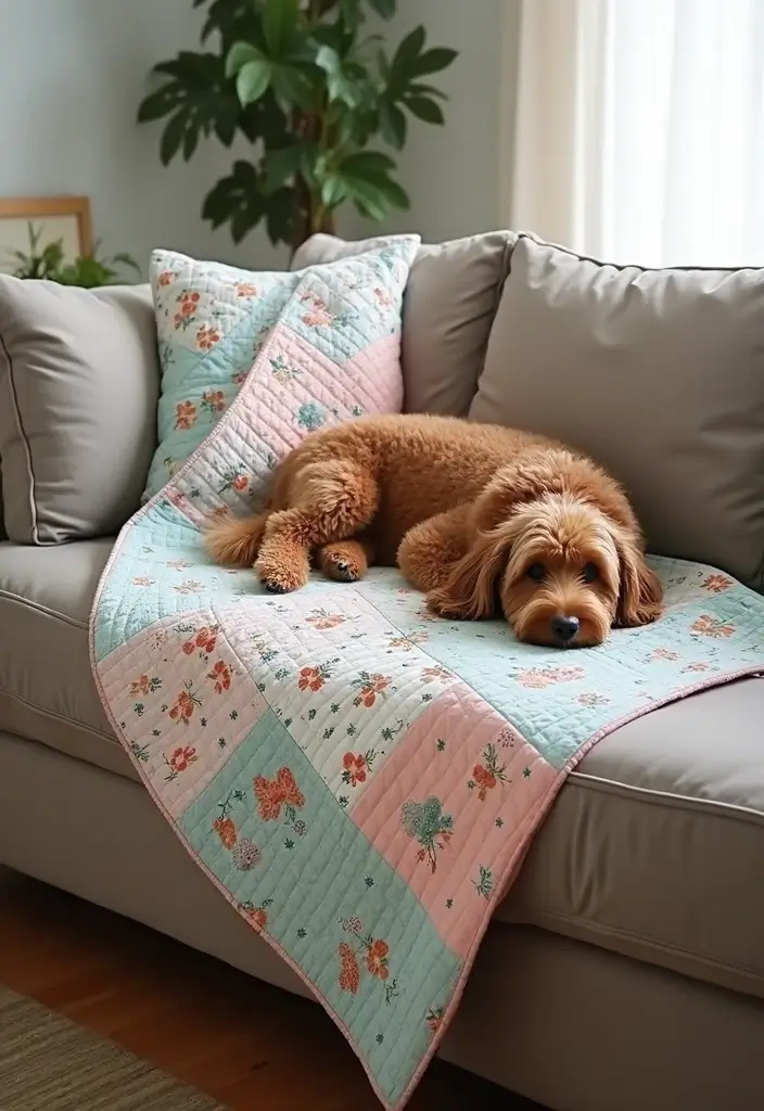 28 Quilted Bed Throw Ideas for Warmth and Texture 19 28 Quilted Bed Throw Ideas for Warmth and Texture - 19. Quilted Throws for Pet Lovers