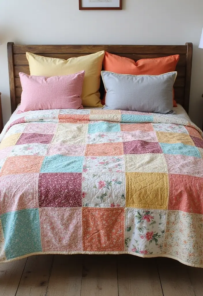 28 Quilted Bed Throw Ideas for Warmth and Texture 5 28 Quilted Bed Throw Ideas for Warmth and Texture - 5. Patchwork Quilted Throw