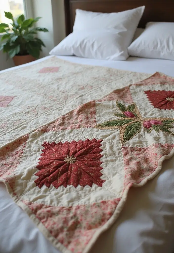 28 Quilted Bed Throw Ideas for Warmth and Texture 6 28 Quilted Bed Throw Ideas for Warmth and Texture - 6. Hand-Stitched Quilted Throw