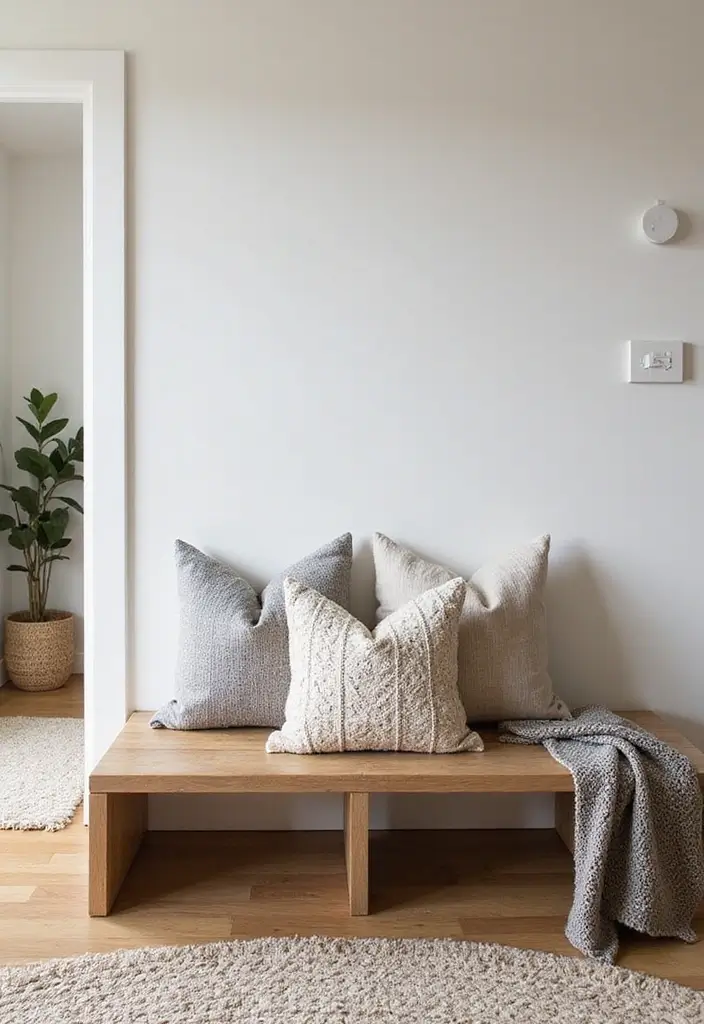 30 Benches with Pillows Ideas for Entryways and Cozy Corners 16 30 Benches with Pillows Ideas for Entryways and Cozy Corners - 16. Textured Layers