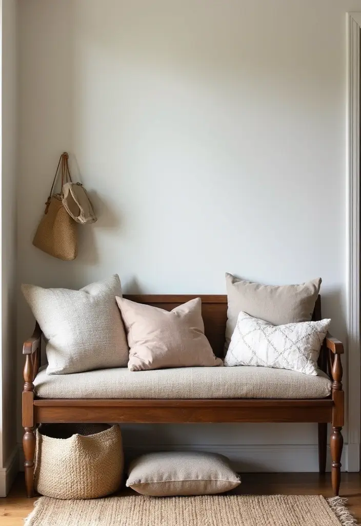 30 Benches with Pillows Ideas for Entryways and Cozy Corners 23 30 Benches with Pillows Ideas for Entryways and Cozy Corners - 23. Layering with Purpose