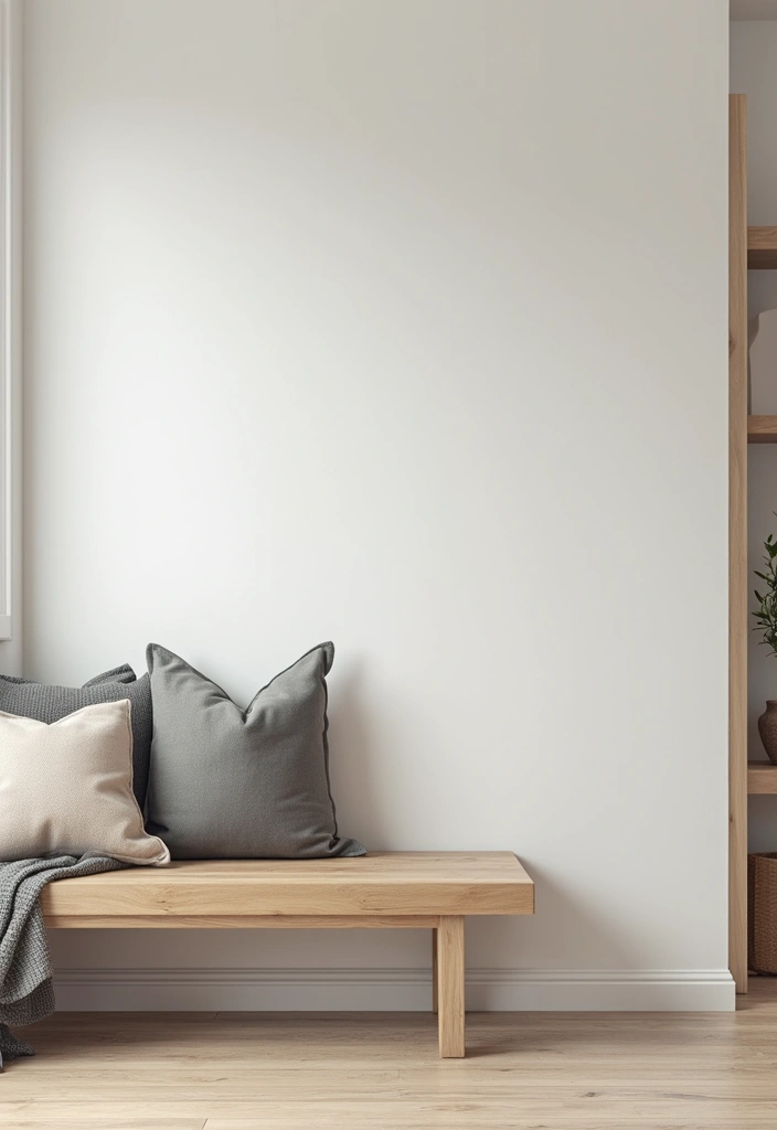 30 Benches with Pillows Ideas for Entryways and Cozy Corners 3 30 Benches with Pillows Ideas for Entryways and Cozy Corners - 3. Minimalist Serenity