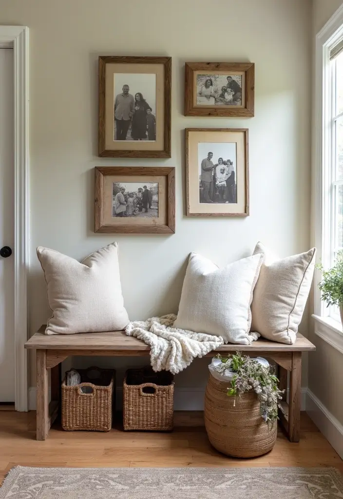 30 Benches with Pillows Ideas for Entryways and Cozy Corners 8 30 Benches with Pillows Ideas for Entryways and Cozy Corners - 8. Farmhouse Table Bench