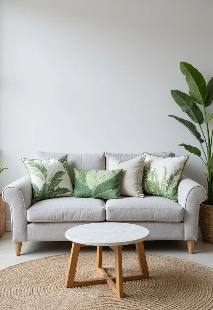30+ Best Pillows for a Light Grey Couch: Neutral Yet Stylish 12 30+ Best Pillows for a Light Grey Couch: Neutral Yet Stylish - 12. Nature-Inspired Prints