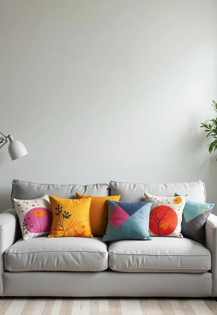 30+ Best Pillows for a Light Grey Couch: Neutral Yet Stylish 13 30+ Best Pillows for a Light Grey Couch: Neutral Yet Stylish - 13. Artistic Abstracts
