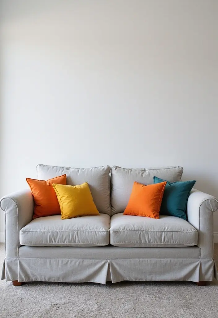 30+ Best Pillows for a Light Grey Couch: Neutral Yet Stylish 15 30+ Best Pillows for a Light Grey Couch: Neutral Yet Stylish - 15. Bold Color Pops