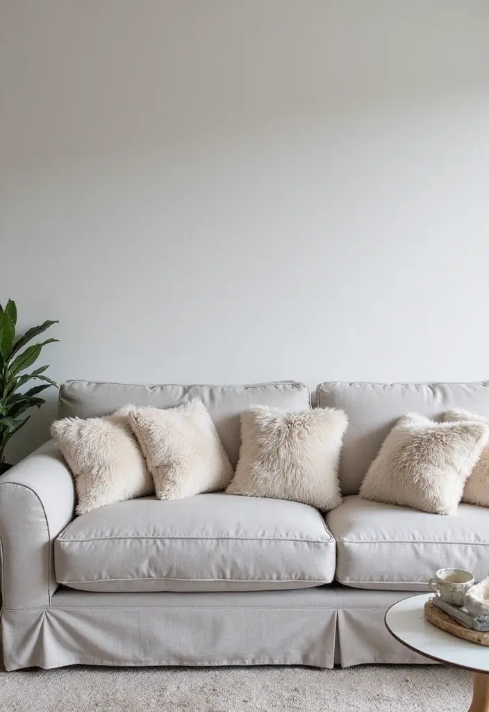 30+ Best Pillows for a Light Grey Couch: Neutral Yet Stylish 18 30+ Best Pillows for a Light Grey Couch: Neutral Yet Stylish - 18. Luxe Faux Fur